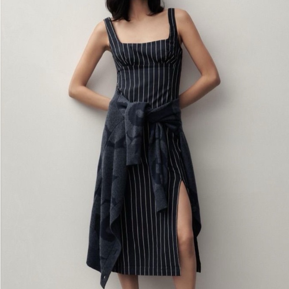 Anthropologie Navy Striped Midi Dress